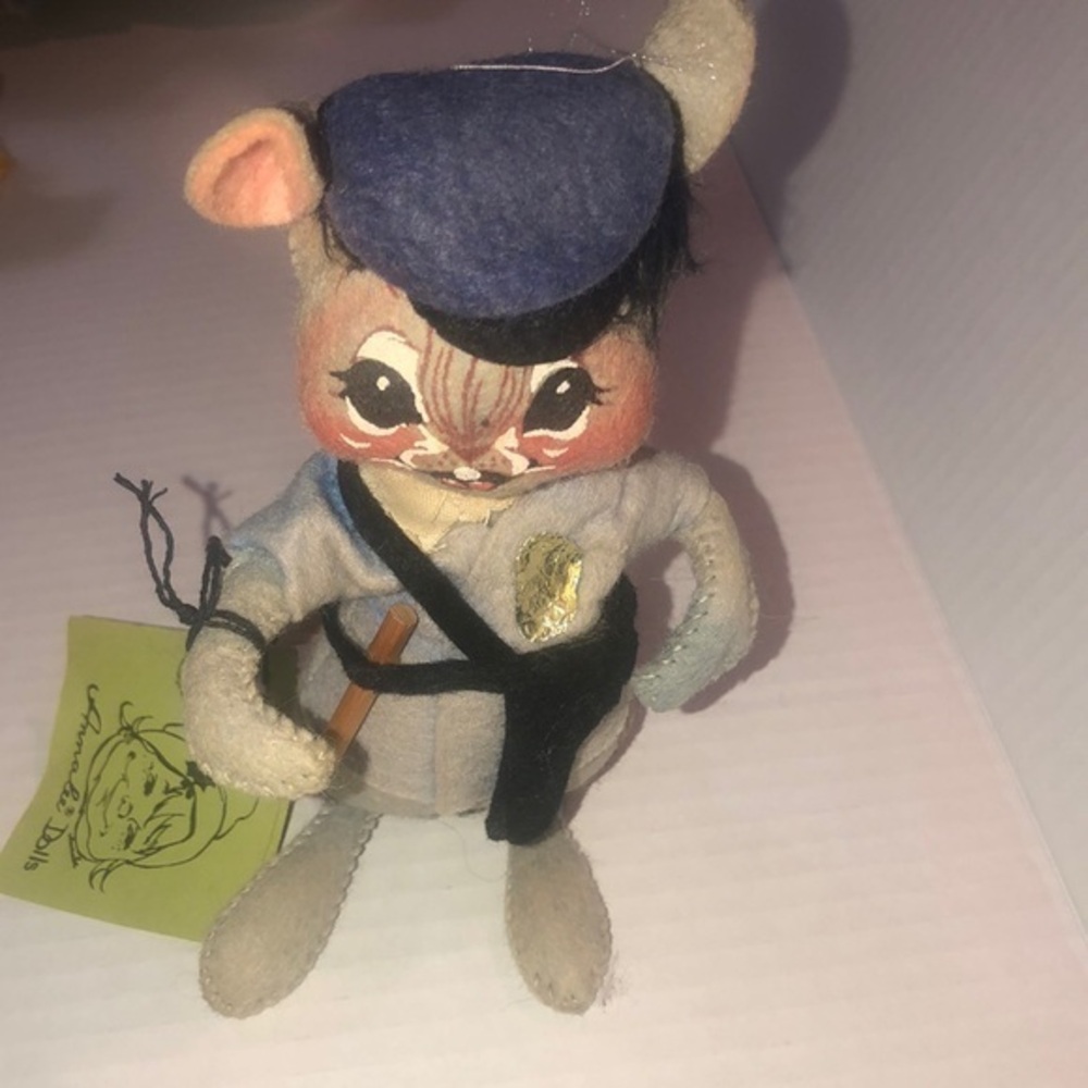 Annalee‎ policeman with original tag   6 inches tall and posable. From 1971